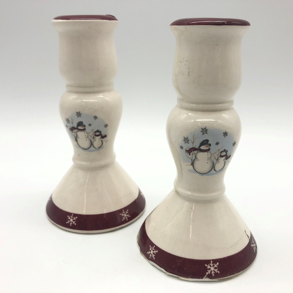 Royal Seasons Candle Holders Snowman Snowflakes